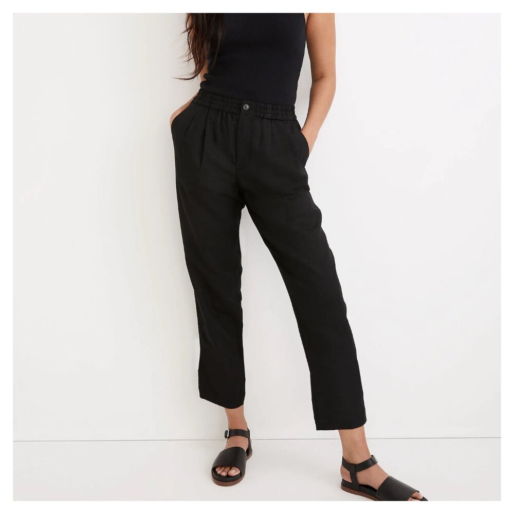 MADEWELL XS Black Linen Blend Track Trousers Pants